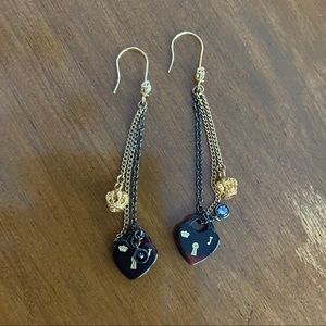 Juicy Couture dangle earrings, heart charm & crown